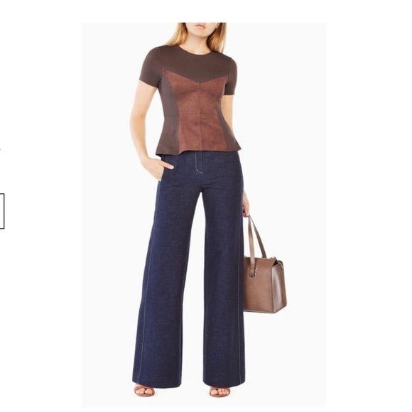 BCBGMAXAZRIA Brown Denna Faux Suede Halter Top - Picture 1 of 5